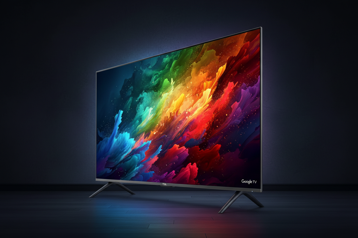 TCL 55 inch 4K UHD Google TV angled view