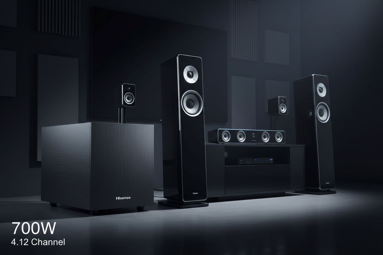 Hisense HT SATURN 700W 4.1.2 Channel Home Theater System with subwoofer and satellite speakers