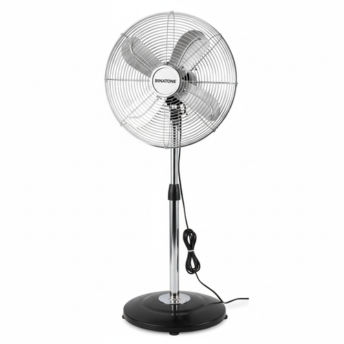 Binatone ES-1800 metal standing fan chrome and black finish