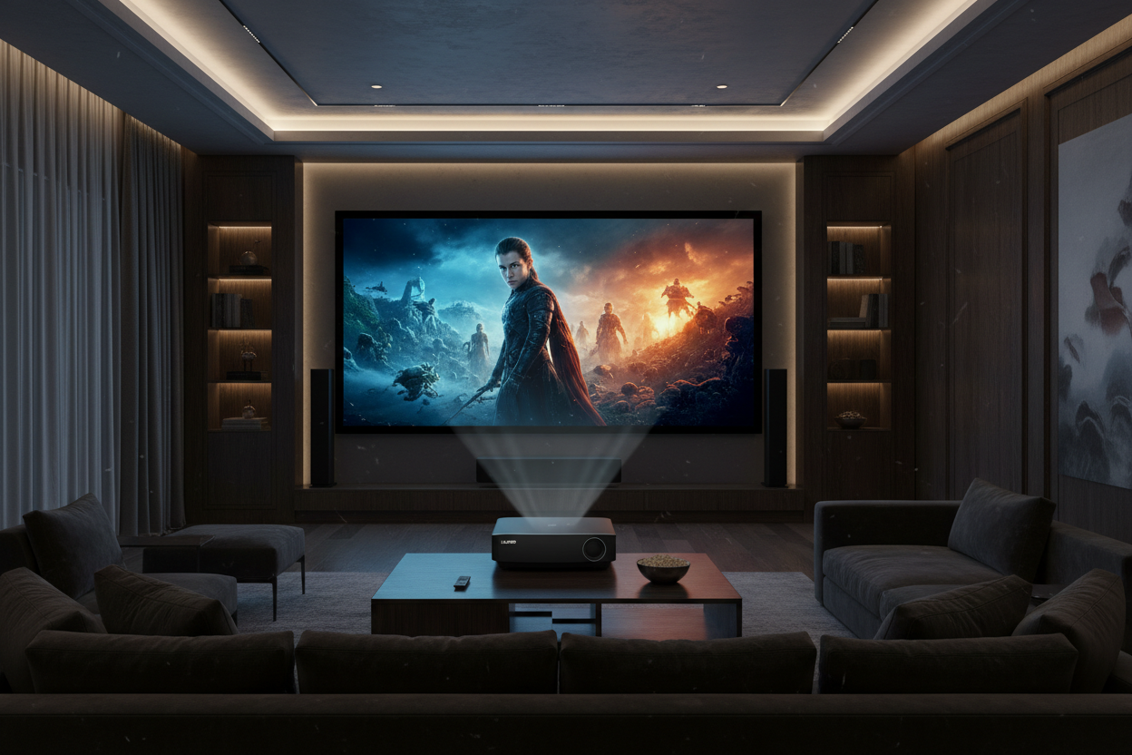 Hisense 120 inch L9 4K Smart Laser TV with ultra short throw projector in luxury home cinema